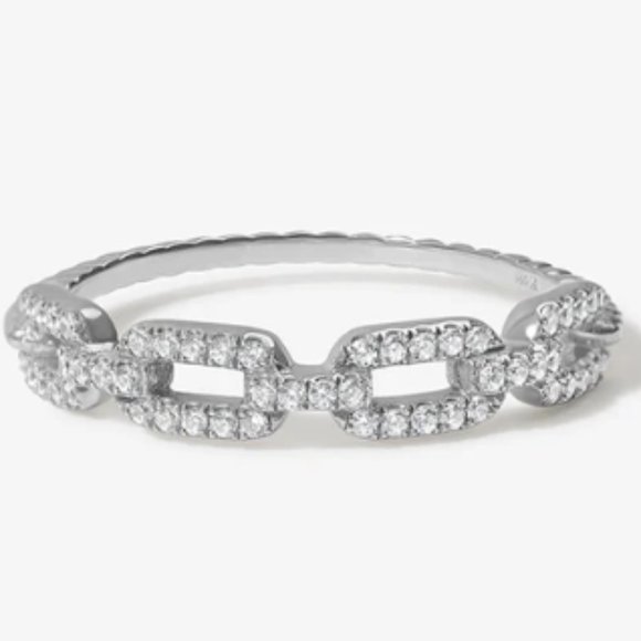 Brand New  - Ring - 14 karat solid white gold, crystal - Picture 1 of 7